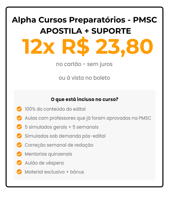 Alpha Cursos PMSC + Apostila + Suporte - 10x R$ 23,80